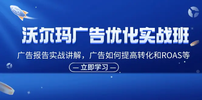 沃尔玛广告优化实战班，广告报告实战讲解，广告如何提高转化和ROAS等 - 3A资源站-3A资源站
