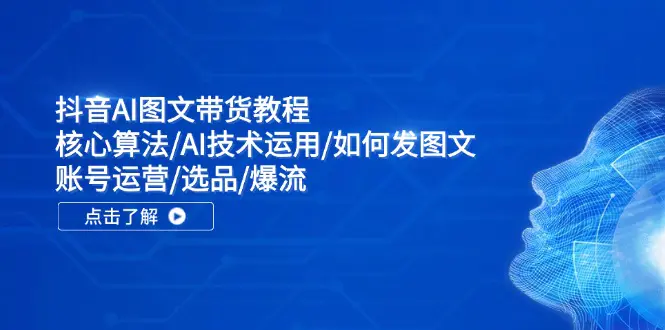 抖音AI图文带货教程：核心算法/AI技术运用/如何发图文/账号运营/选品/爆流 - 3A资源站-3A资源站