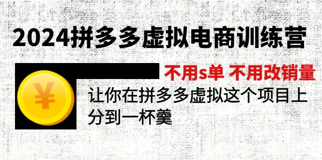 2024拼多多虚拟电商训练营 不s单 不改销量 做虚拟项目分一杯羹(更新10节) - 3A资源站-3A资源站