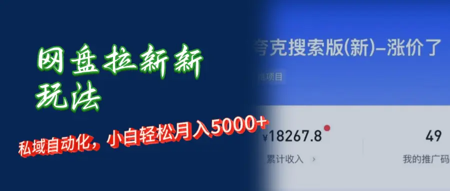 网盘拉新+私域运营，小白轻松月入5000+！ - 3A资源站-3A资源站